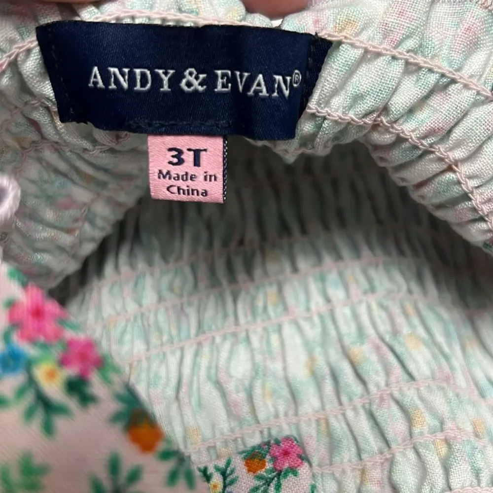 Andy and Evan floral Tiered smocked sundress Pink and Purple size 3T NWOT
